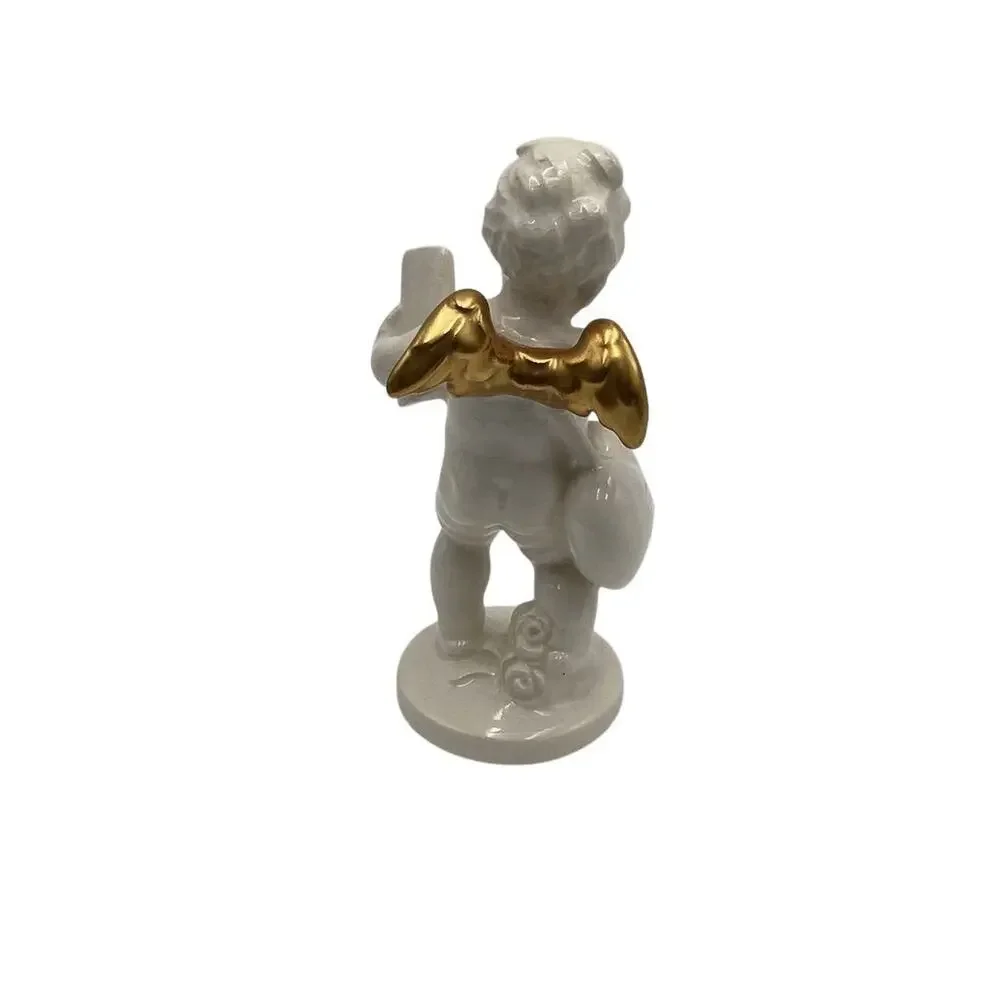 Vintage Angel Figurine with Gold Trim Wings 5.5” Multicolor‎